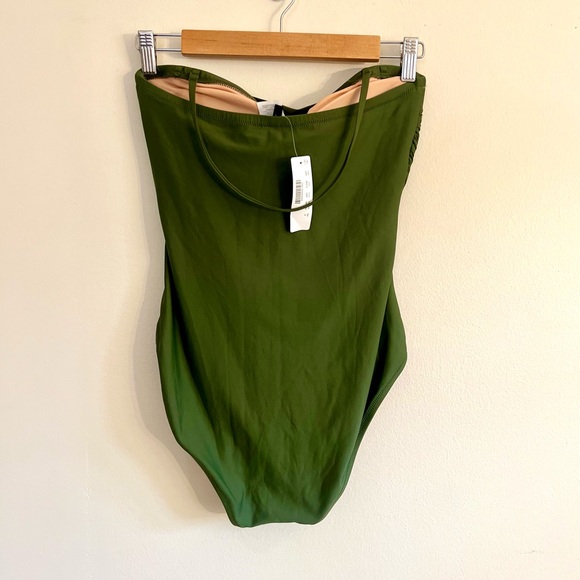 COPY - NWT J. CREW Ruched Bandeau One Piece Swimsuit Safari 8 Olive Green Strap… - Picture 7 of 16